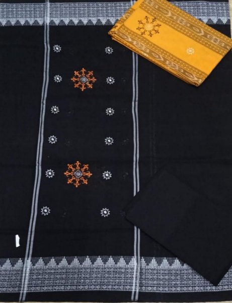 Black and Yellow handwoven ikat salwar suit piece